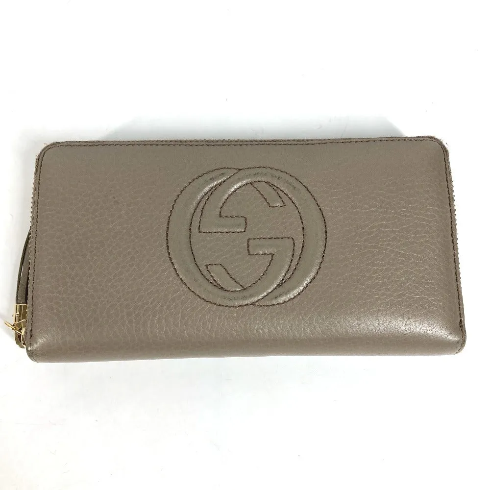 GUCCI Long Wallet Purse 282413  leather beige Long wallet with tassel GG Soho Women Used