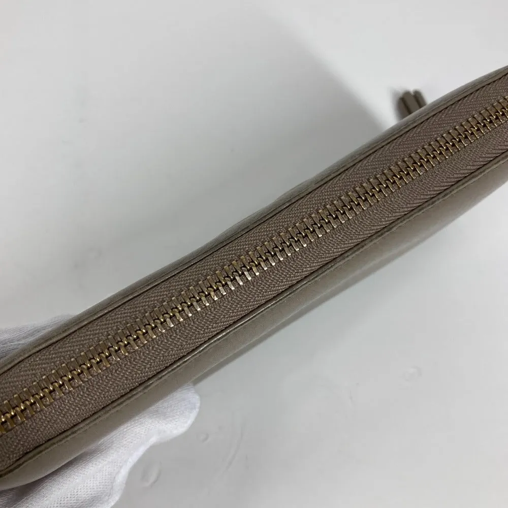 GUCCI Long Wallet Purse 282413  leather beige Long wallet with tassel GG Soho Women Used