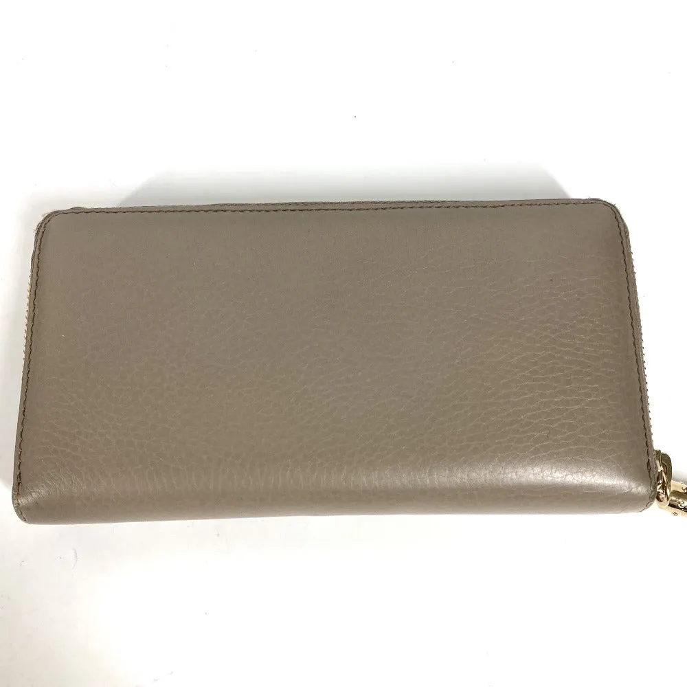 GUCCI Long Wallet Purse 282413  leather beige Long wallet with tassel GG Soho Women Used