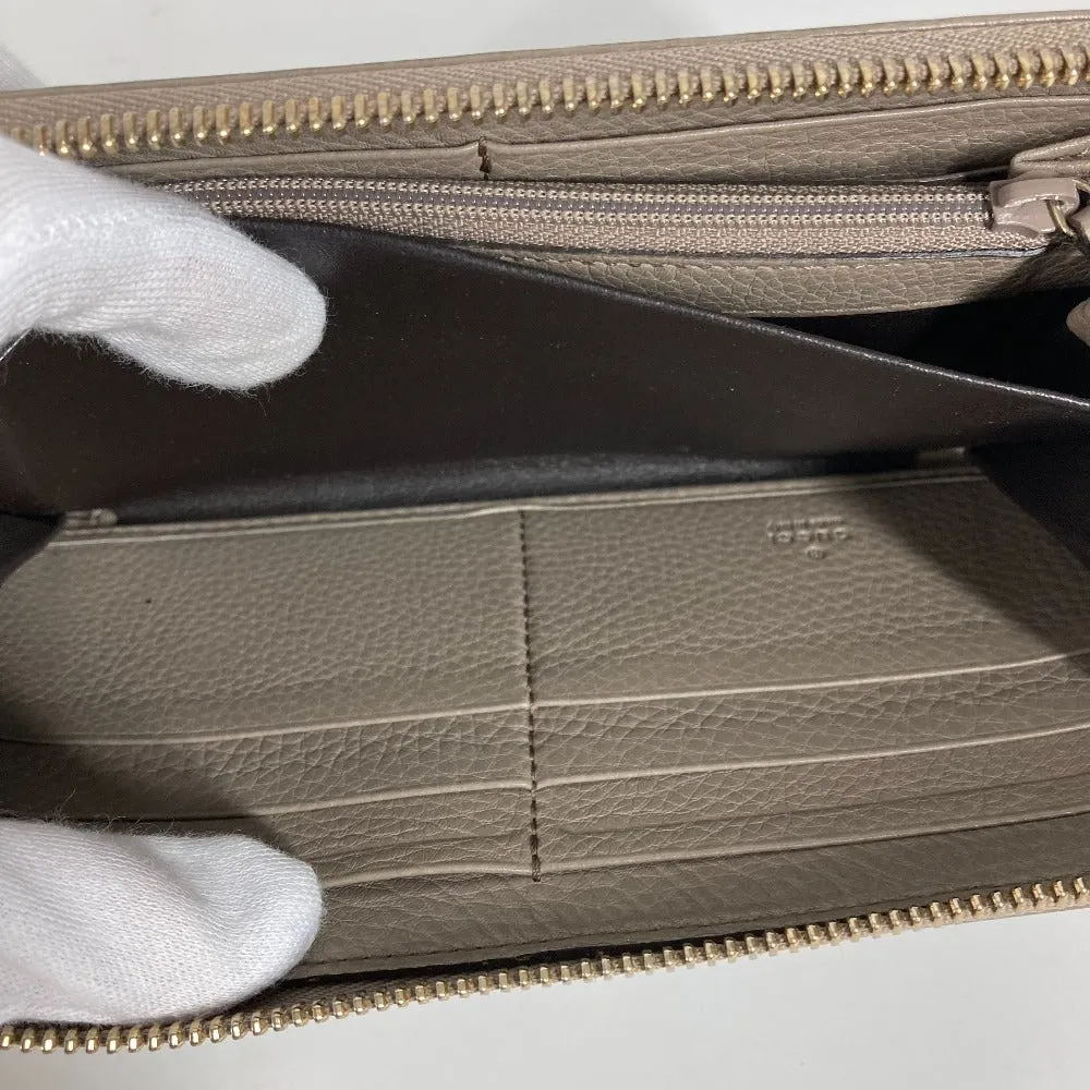 GUCCI Long Wallet Purse 282413  leather beige Long wallet with tassel GG Soho Women Used