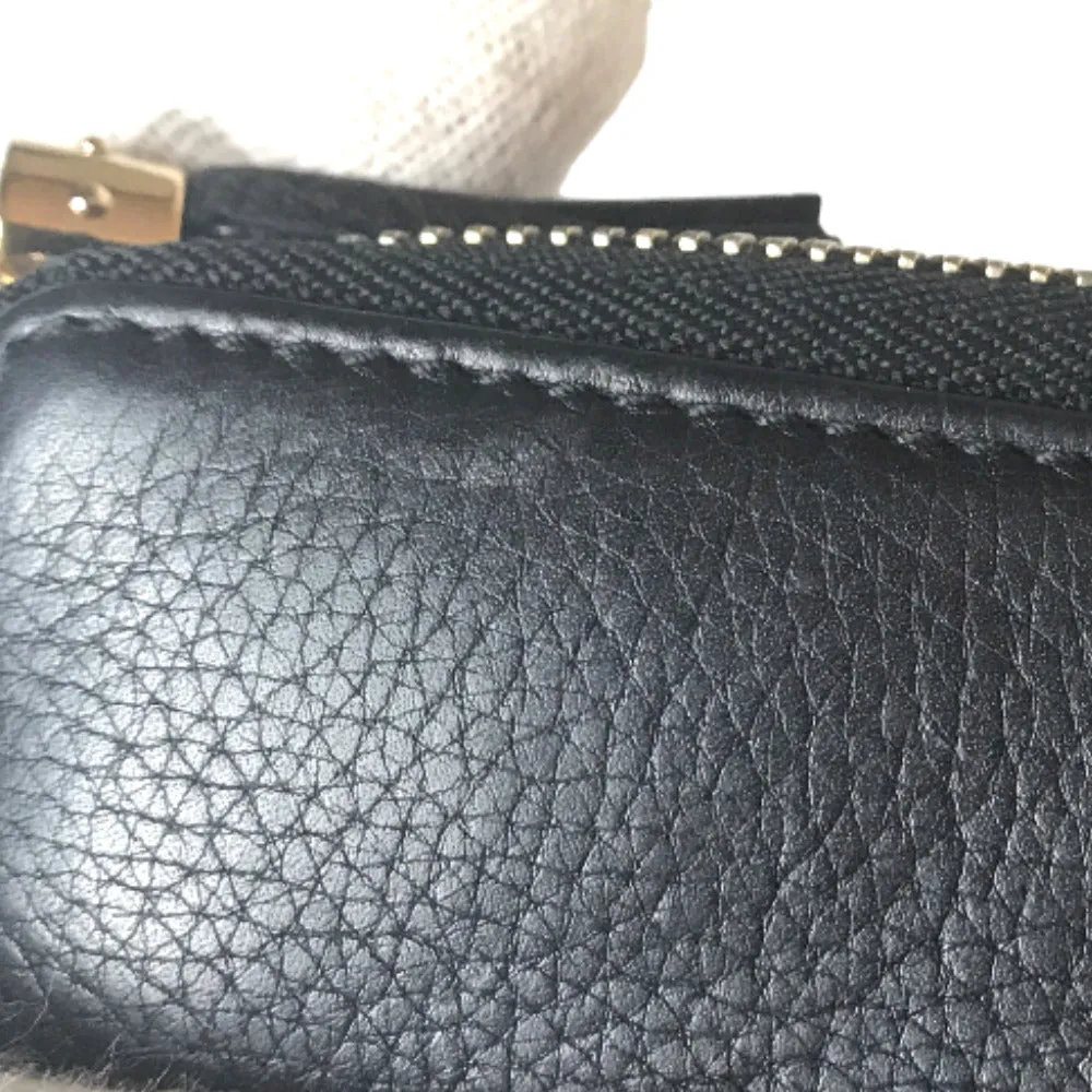 GUCCI Long Wallet Purse 80804 0416 leather black Round zip Soho Interlocking Women Secondhand