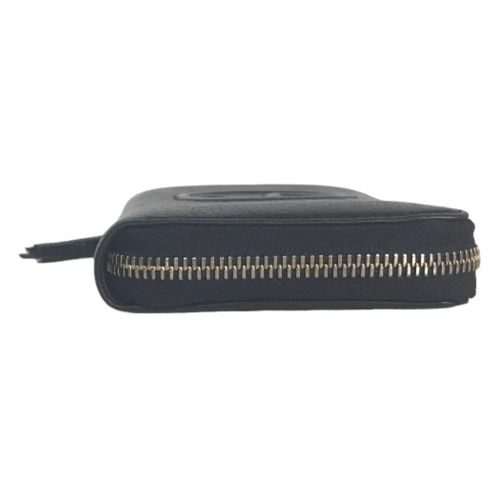 GUCCI Long Wallet Purse 80804 0416 leather black Round zip Soho Interlocking Women Secondhand