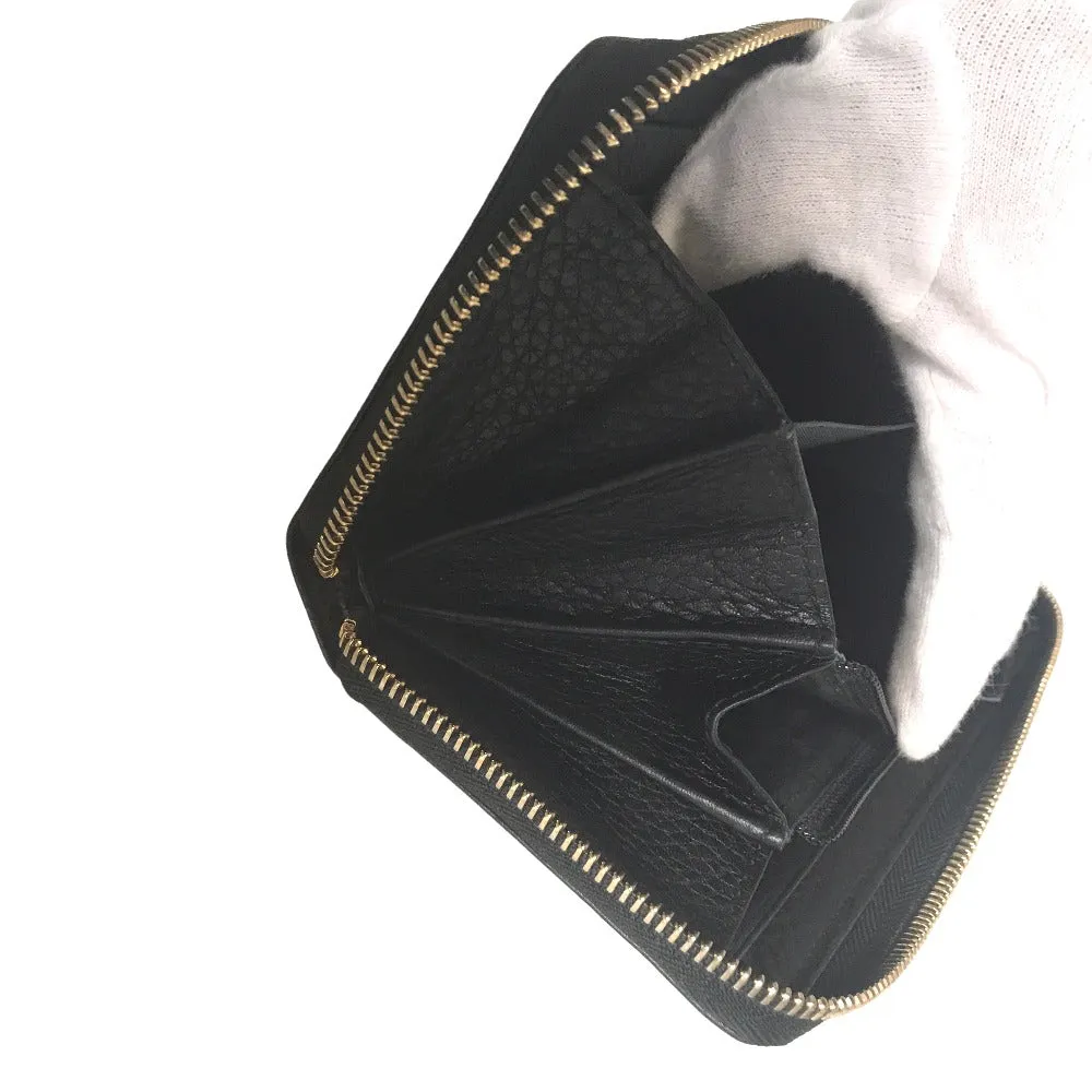 GUCCI Long Wallet Purse 80804 0416 leather black Round zip Soho Interlocking Women Secondhand