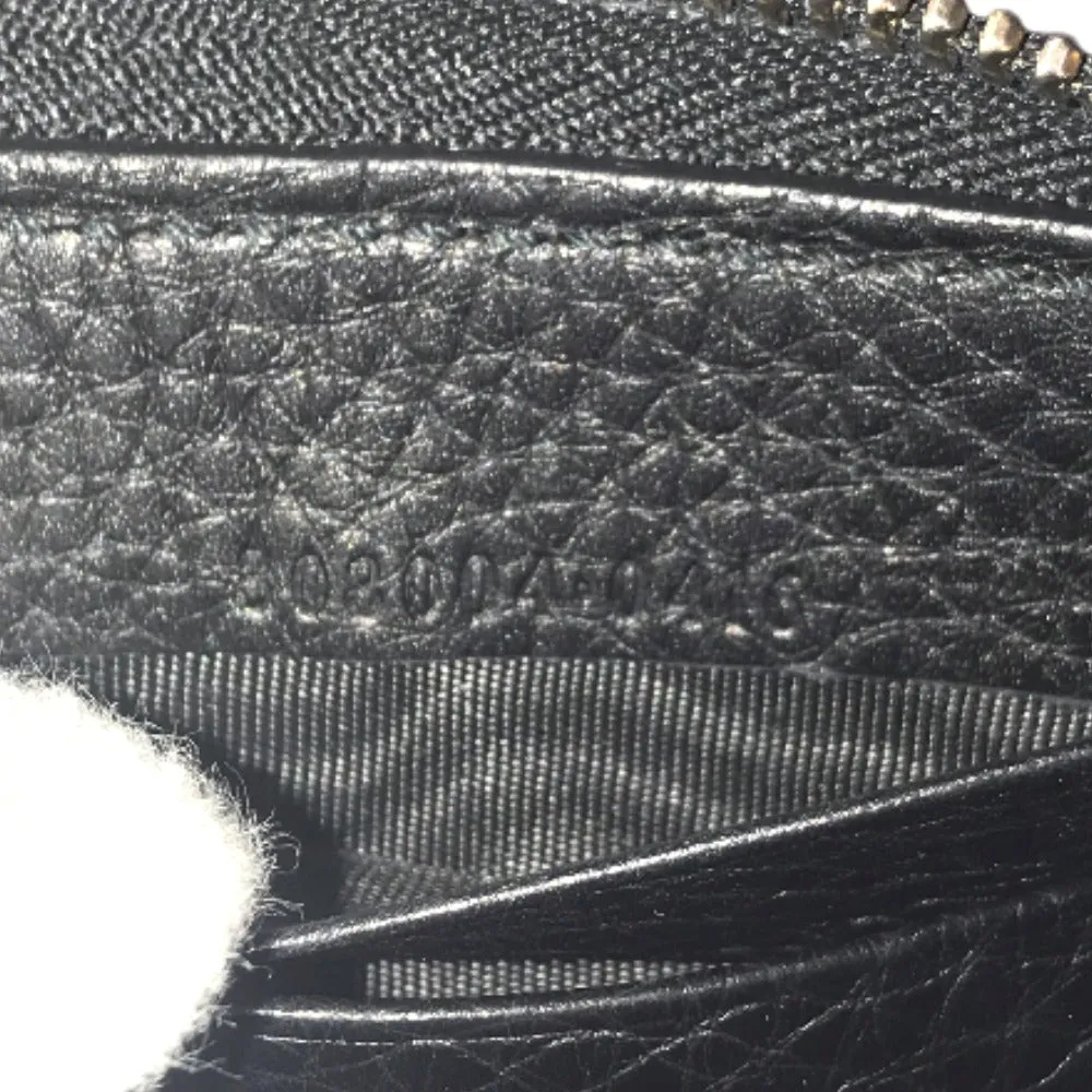 GUCCI Long Wallet Purse 80804 0416 leather black Round zip Soho Interlocking Women Secondhand