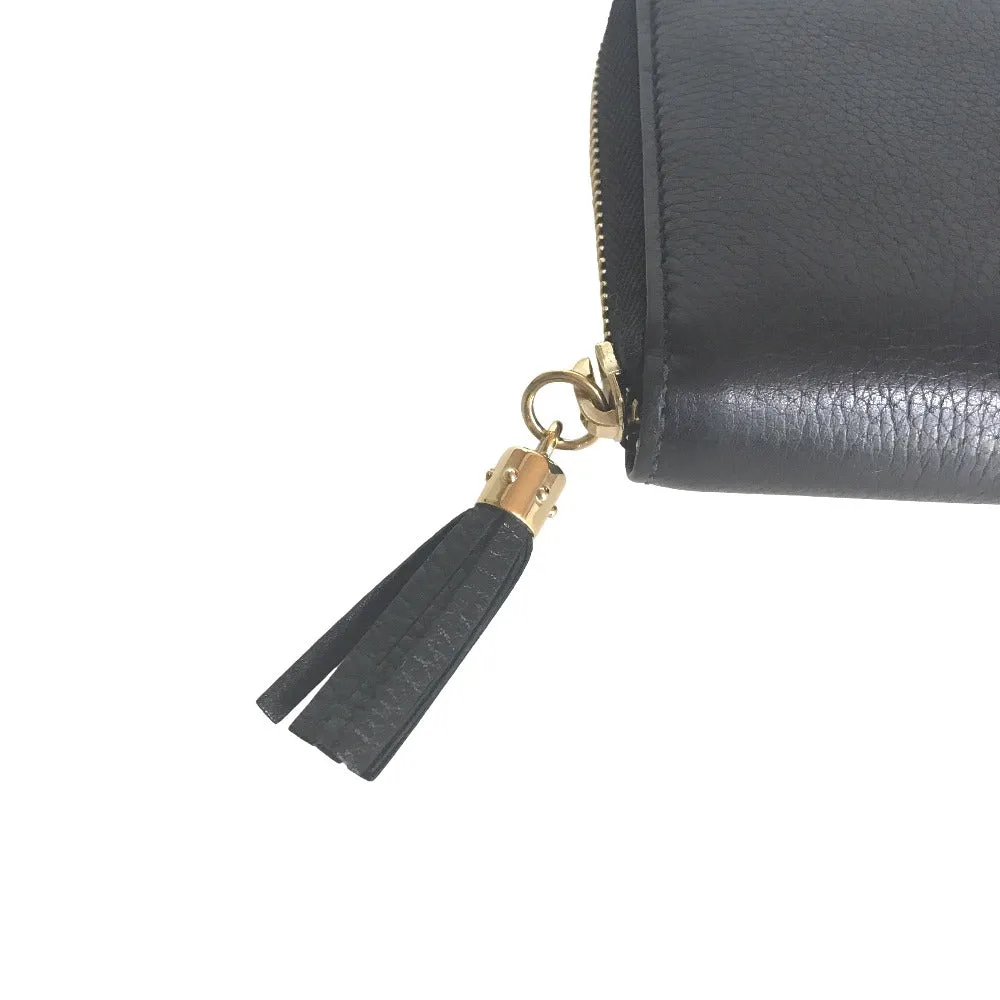 GUCCI Long Wallet Purse 80804 0416 leather black Round zip Soho Interlocking Women Secondhand