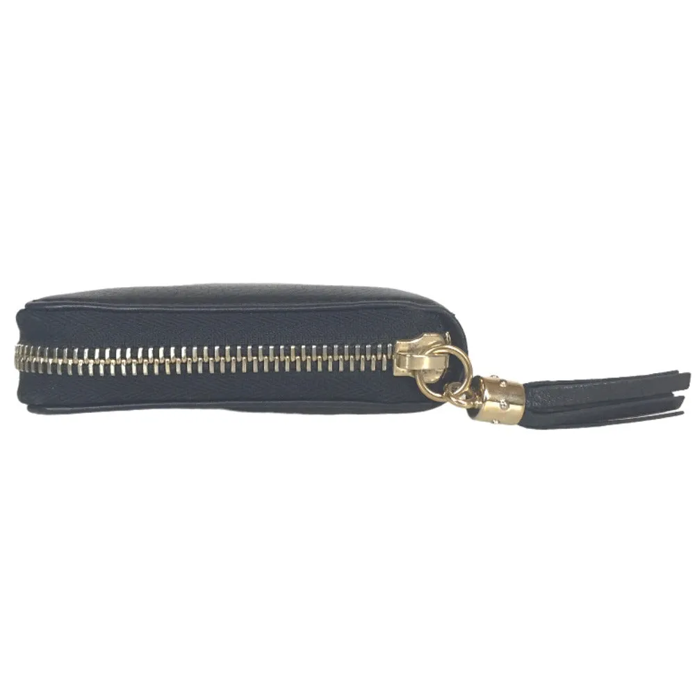 GUCCI Long Wallet Purse 80804 0416 leather black Round zip Soho Interlocking Women Secondhand