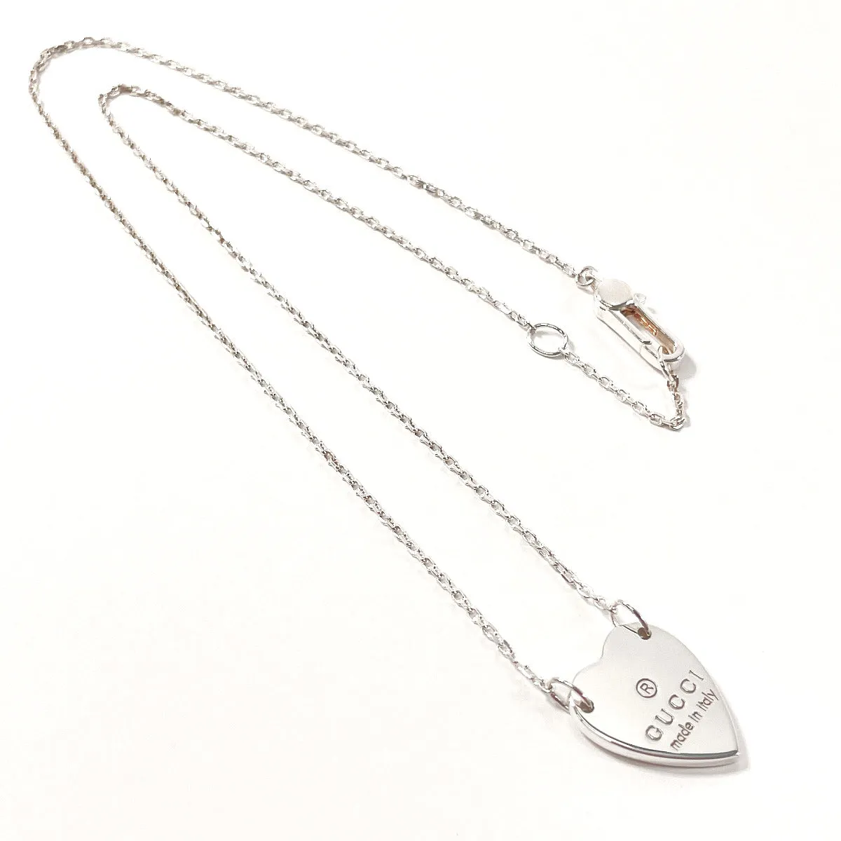 GUCCI Necklace Silver925 Silver Heart plate Women Used
