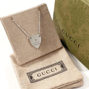 GUCCI Necklace Silver925 Silver Heart plate Women Used