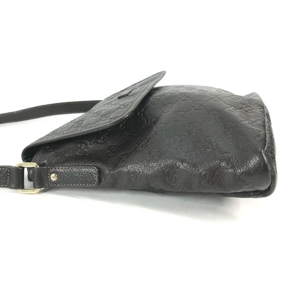 GUCCI Shoulder Bag 223666 Sima leather Dark brown Guccisima GG mens Used