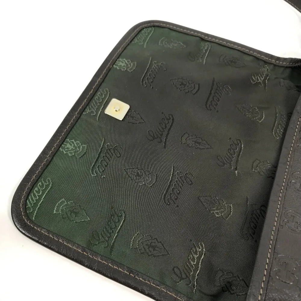 GUCCI Shoulder Bag 223666 Sima leather Dark brown Guccisima GG mens Used