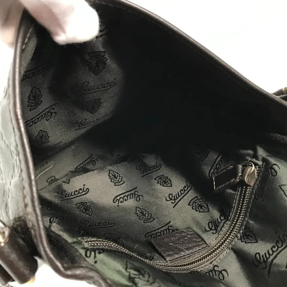 GUCCI Shoulder Bag 223666 Sima leather Dark brown Guccisima GG mens Used