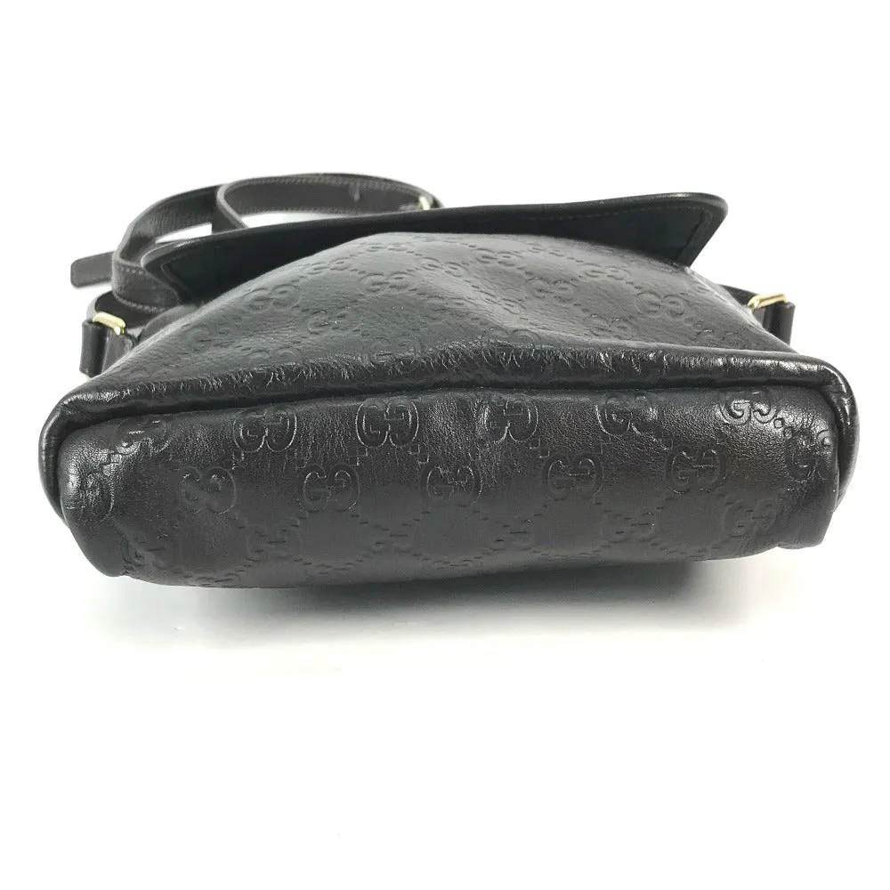 GUCCI Shoulder Bag 223666 Sima leather Dark brown Guccisima GG mens Used