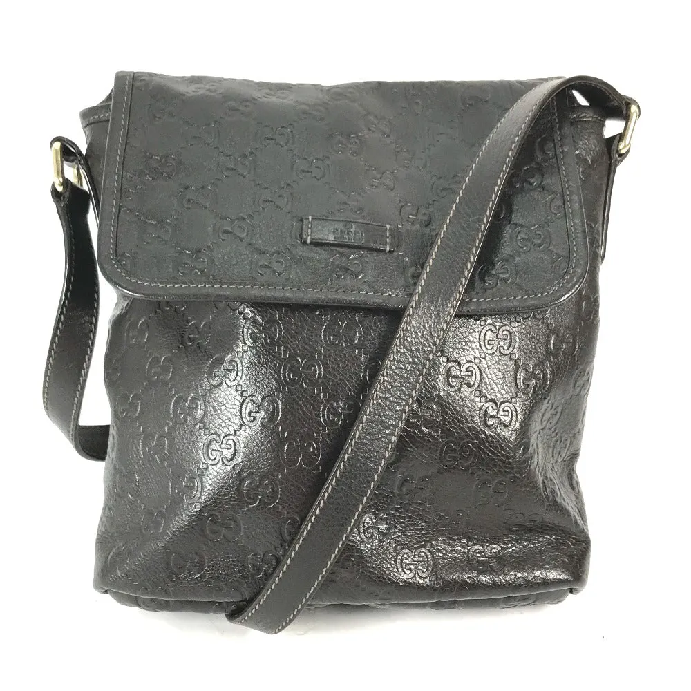 GUCCI Shoulder Bag 223666 Sima leather Dark brown Guccisima GG mens Used