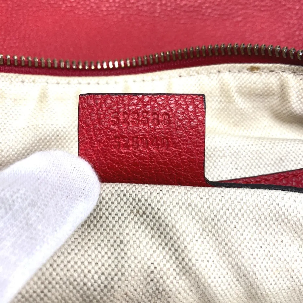 GUCCI Shoulder Bag 523588 leather Red Half moon Logo print unisex(Unisex) Used