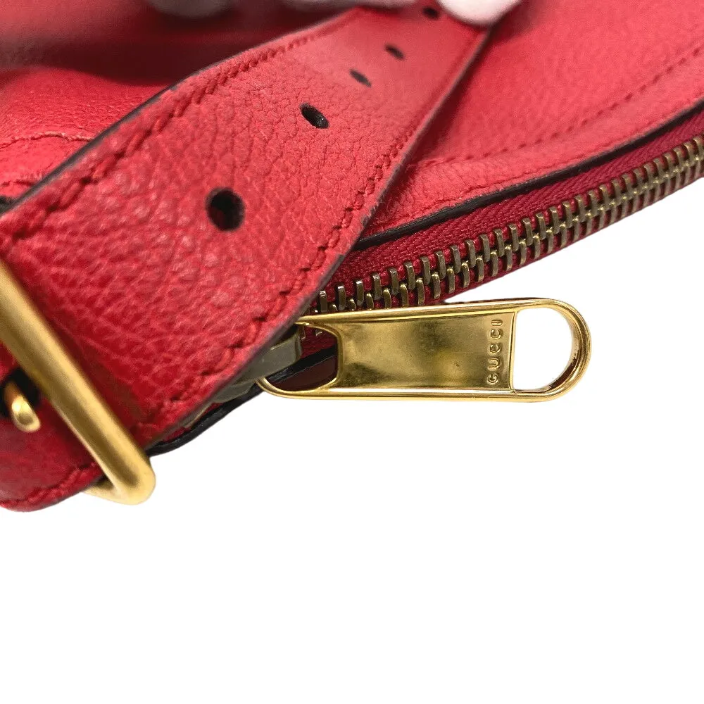 GUCCI Shoulder Bag 523588 leather Red Half moon Logo print unisex(Unisex) Used