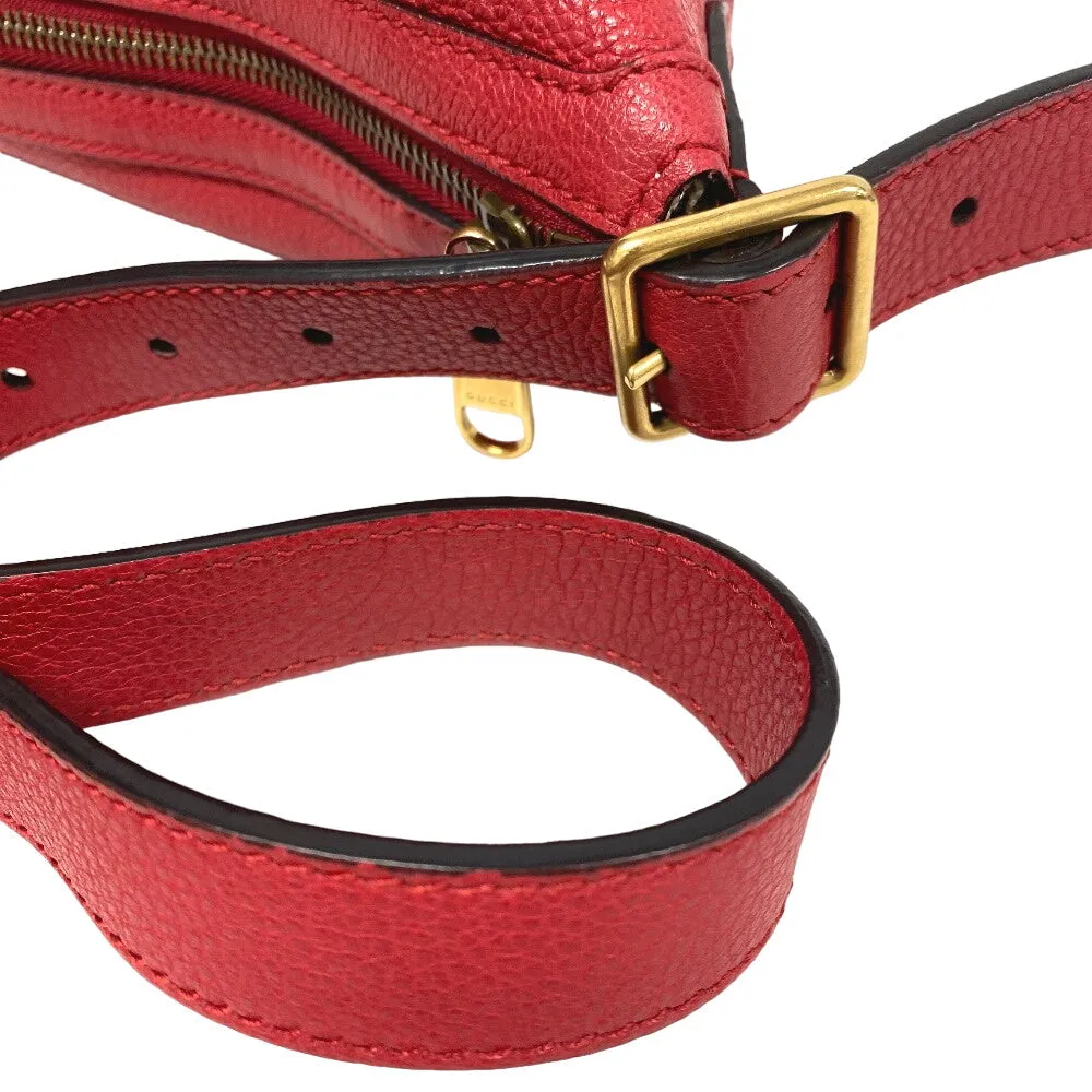 GUCCI Shoulder Bag 523588 leather Red Half moon Logo print unisex(Unisex) Used