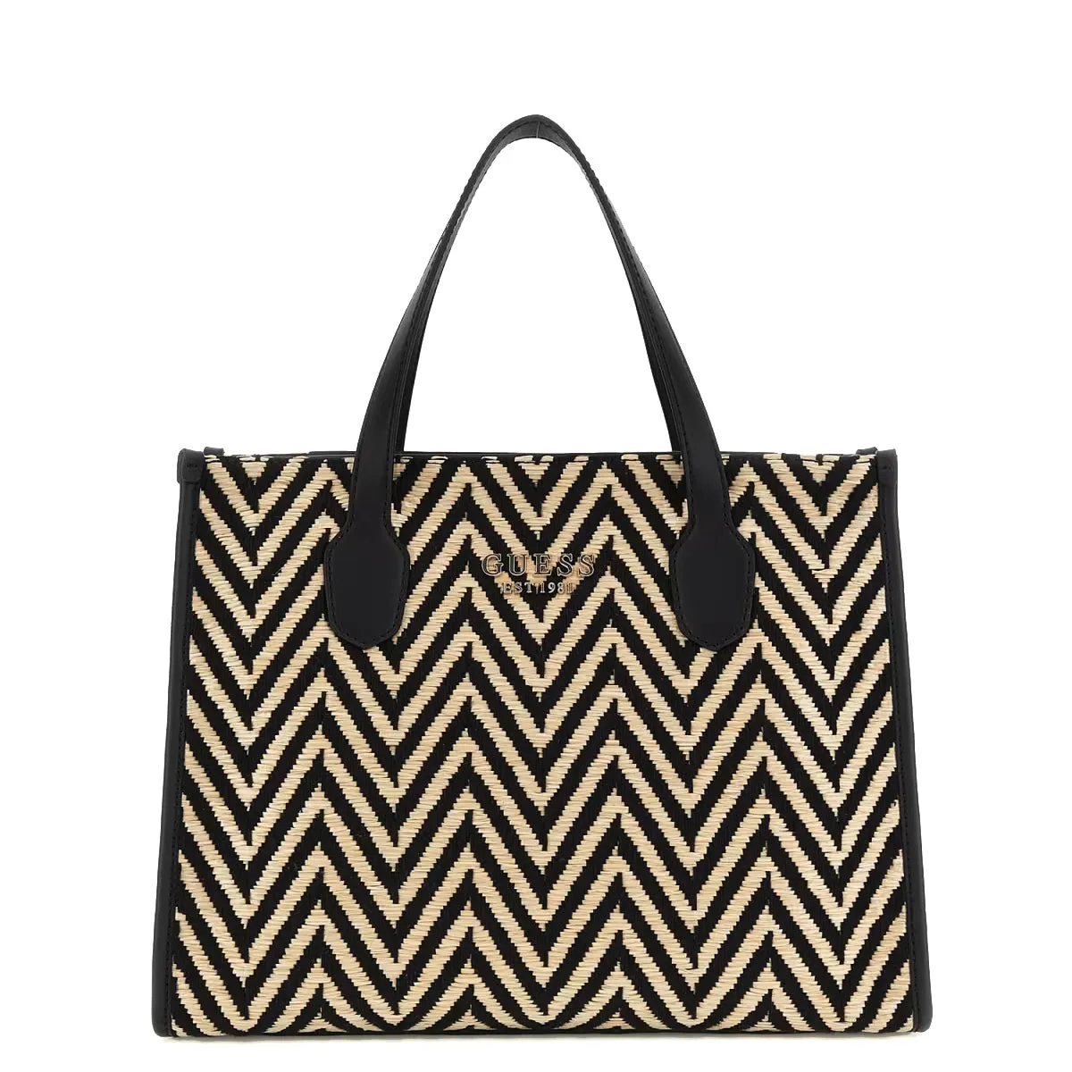 Guess - Silvana Black raffia Handbag - HWCV8665220 - BLACK