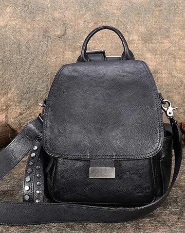 Handmade Convertible Leather Backpacks Bag Womens Best Brown Leather Shoulder Purse School Rucksack