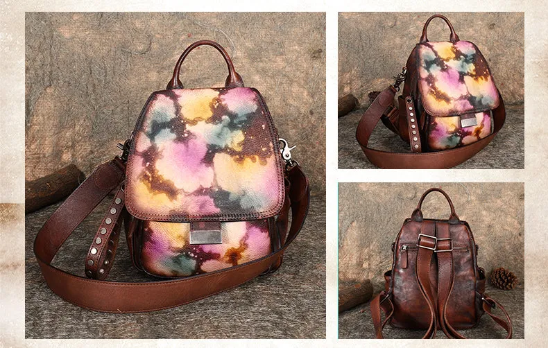 Handmade Convertible Leather Backpacks Bag Womens Best Brown Leather Shoulder Purse School Rucksack