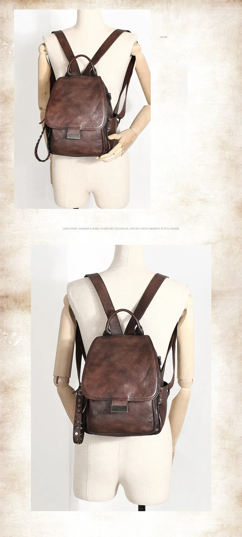 Handmade Convertible Leather Backpacks Bag Womens Best Brown Leather Shoulder Purse School Rucksack
