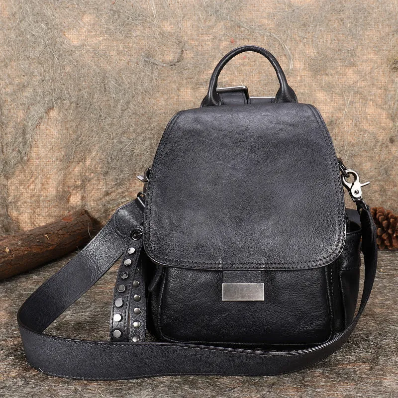 Handmade Convertible Leather Backpacks Bag Womens Best Brown Leather Shoulder Purse School Rucksack