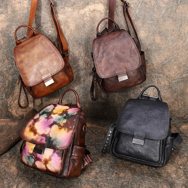 Handmade Convertible Leather Backpacks Bag Womens Best Brown Leather Shoulder Purse School Rucksack