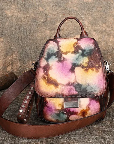 Handmade Convertible Leather Backpacks Bag Womens Best Brown Leather Shoulder Purse School Rucksack
