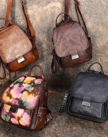 Handmade Convertible Leather Backpacks Bag Womens Best Brown Leather Shoulder Purse School Rucksack