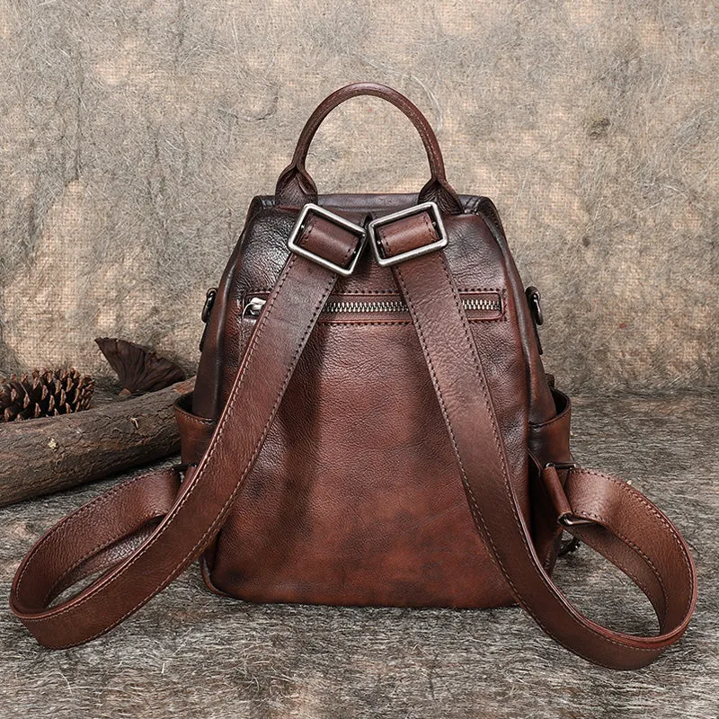 Handmade Convertible Leather Backpacks Bag Womens Best Brown Leather Shoulder Purse School Rucksack