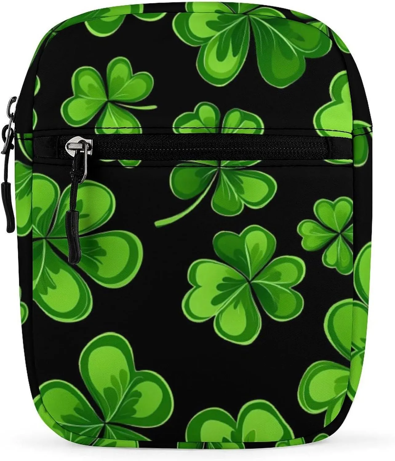 Irish Four Leaf Lucky Clovers Happy St. Patrick's Day Crossbody Bag Adjustable Satchel Cute Shoulder Bag Lightweight Sling Bags