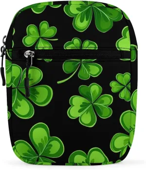Irish Four Leaf Lucky Clovers Happy St. Patrick's Day Crossbody Bag Adjustable Satchel Cute Shoulder Bag Lightweight Sling Bags