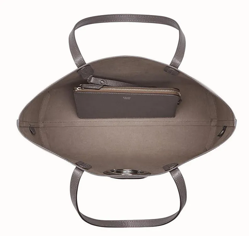 Leather Shopper Bag, Grey
