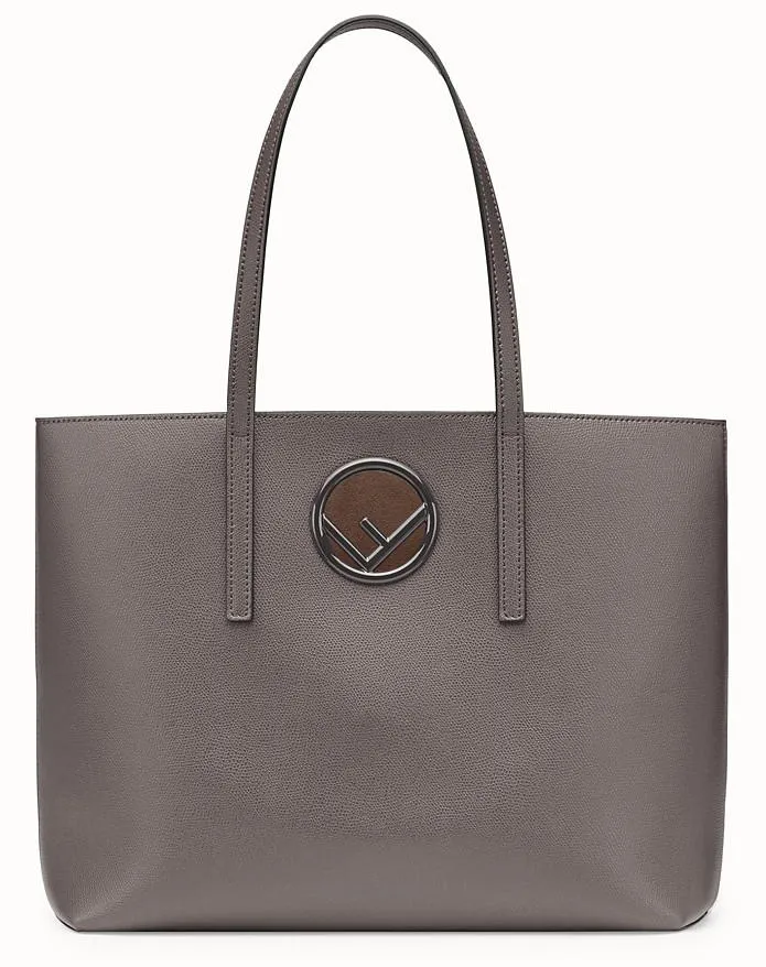 Leather Shopper Bag, Grey