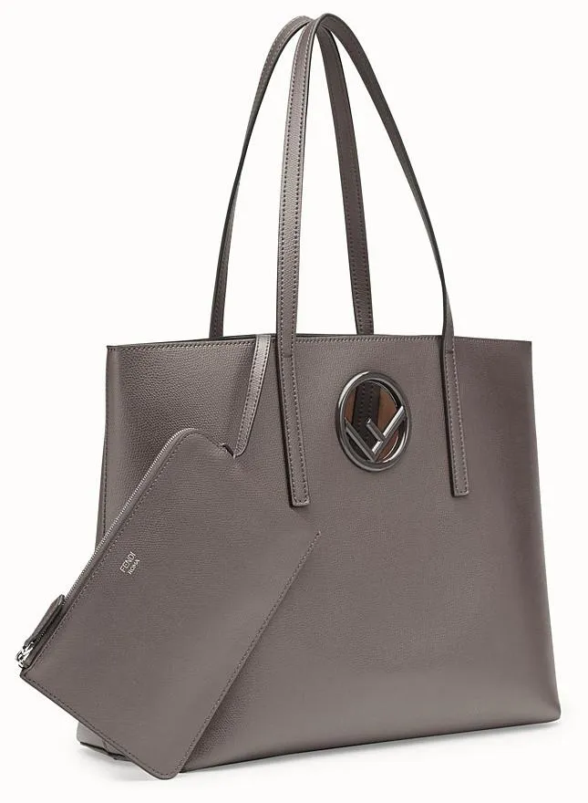 Leather Shopper Bag, Grey