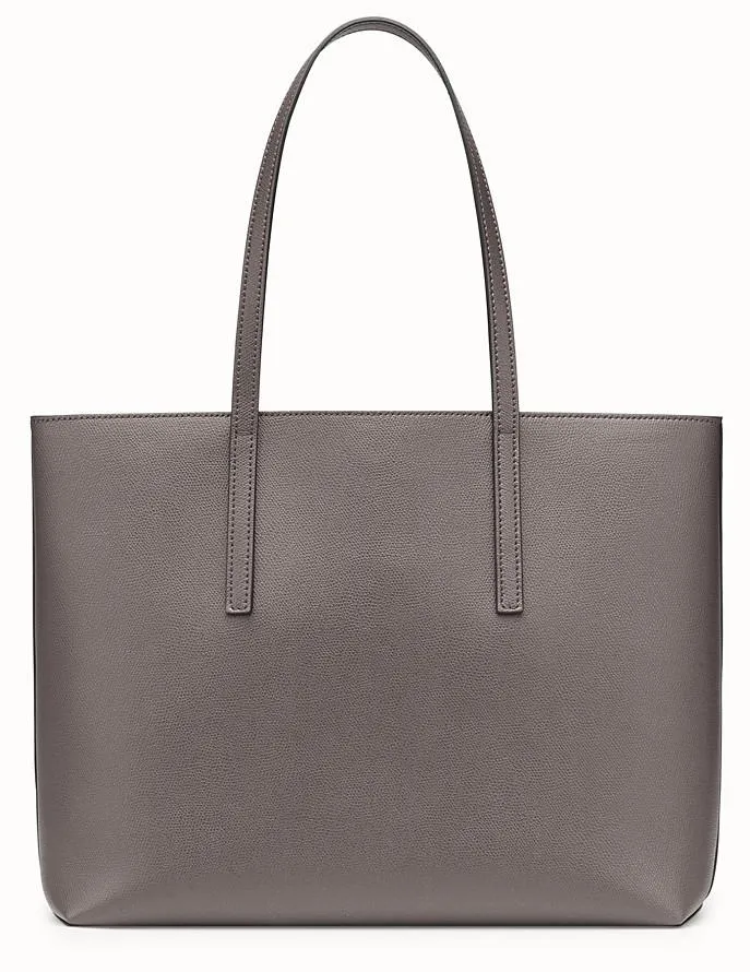 Leather Shopper Bag, Grey