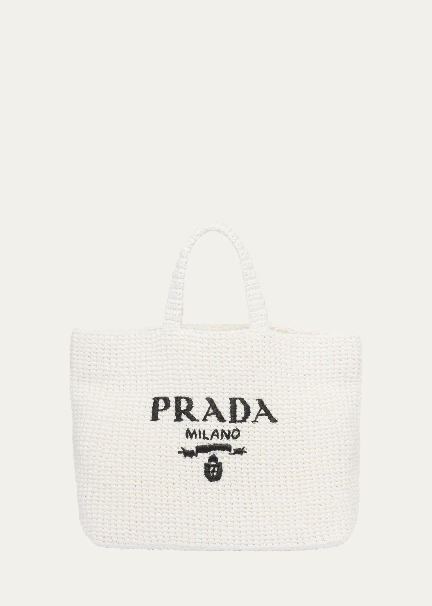 Logo Striped Raffia Shoulder Bag