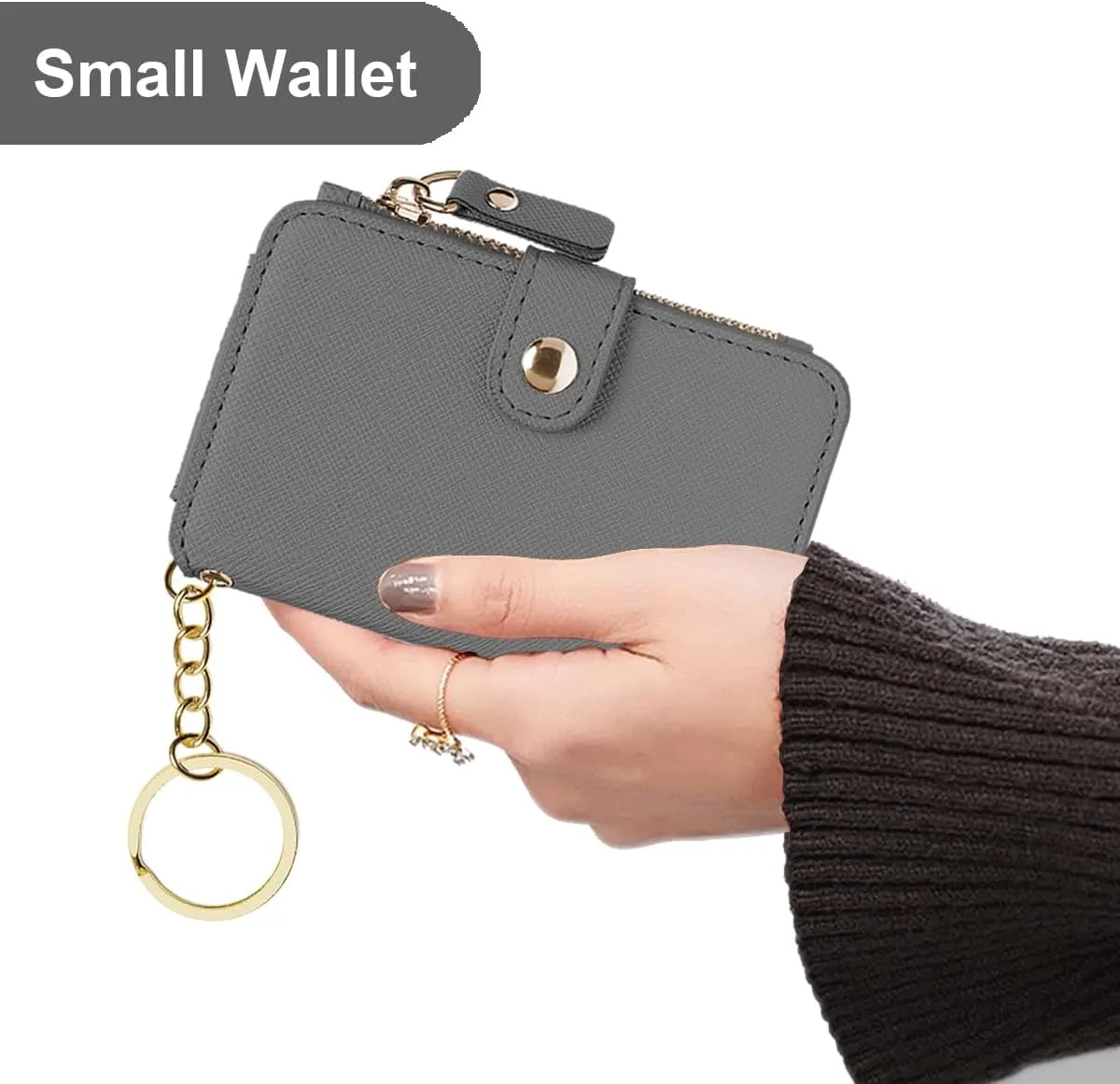 M-Plateau Card Cases, Leather Card & ID CasesPractical Small Wallet for Women & Man with Credit Card Holder for Travelling (Grey)