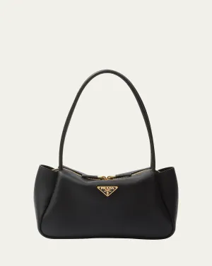 Medium Zip Grain Leather Shoulder Bag