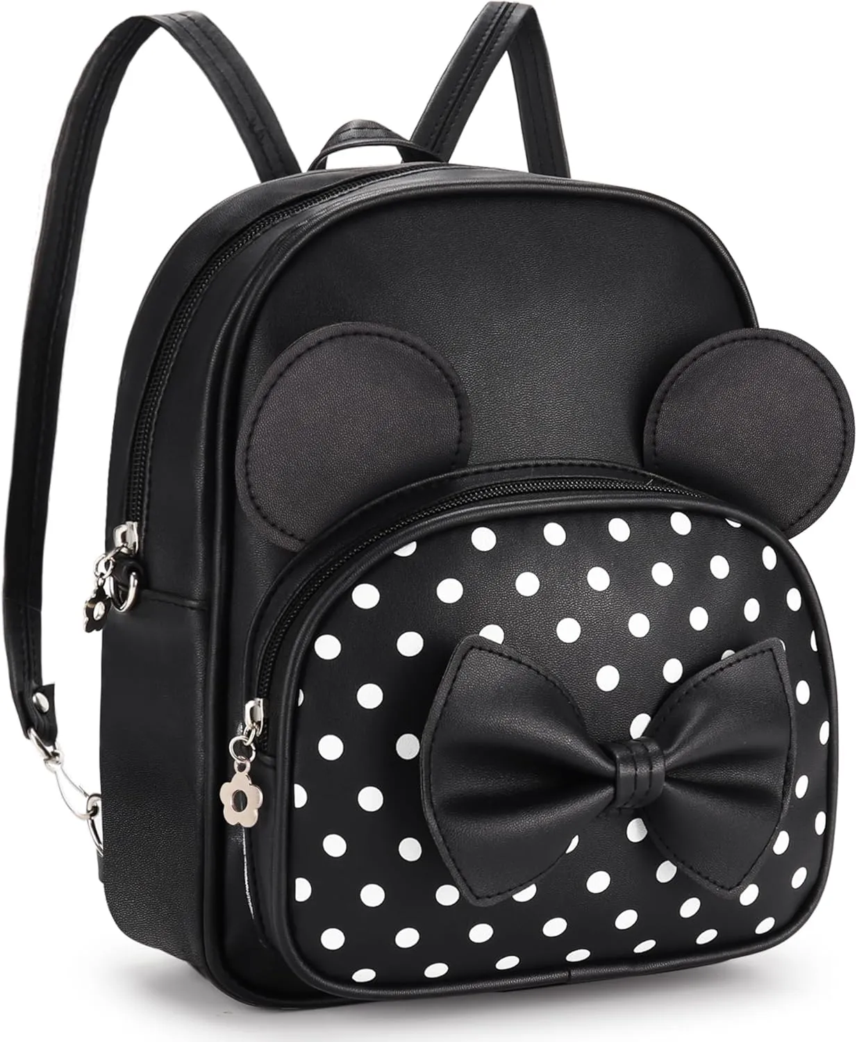 Mini Backpack for Girls Women Cute Bowknot Polka Dot Small Mouse Backpack Purse Shoulder Bag Casual Travel Daypacks (Black)