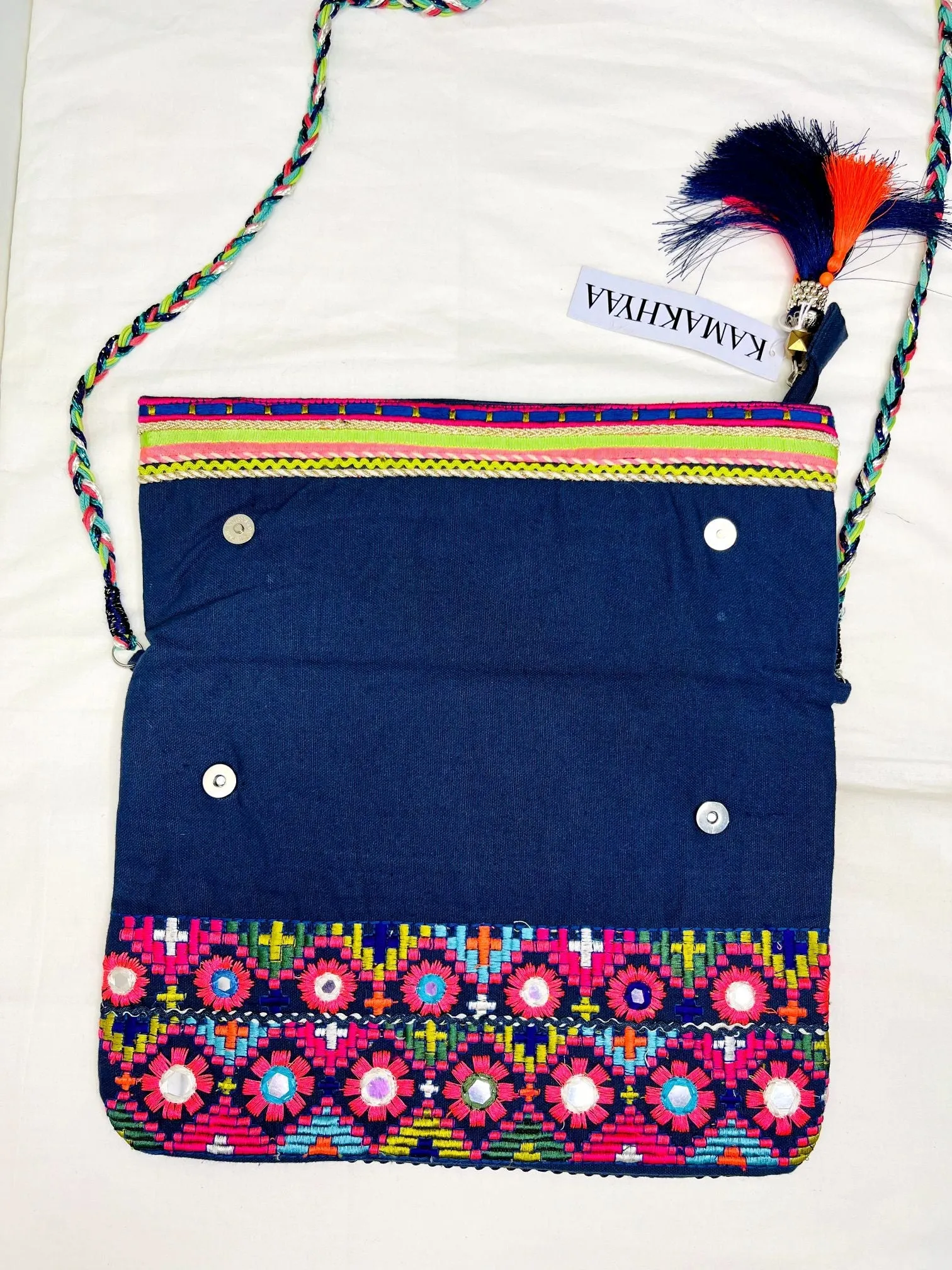 Multicolor Mirror Tassel Sling Bag