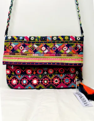 Multicolor Mirror Tassel Sling Bag