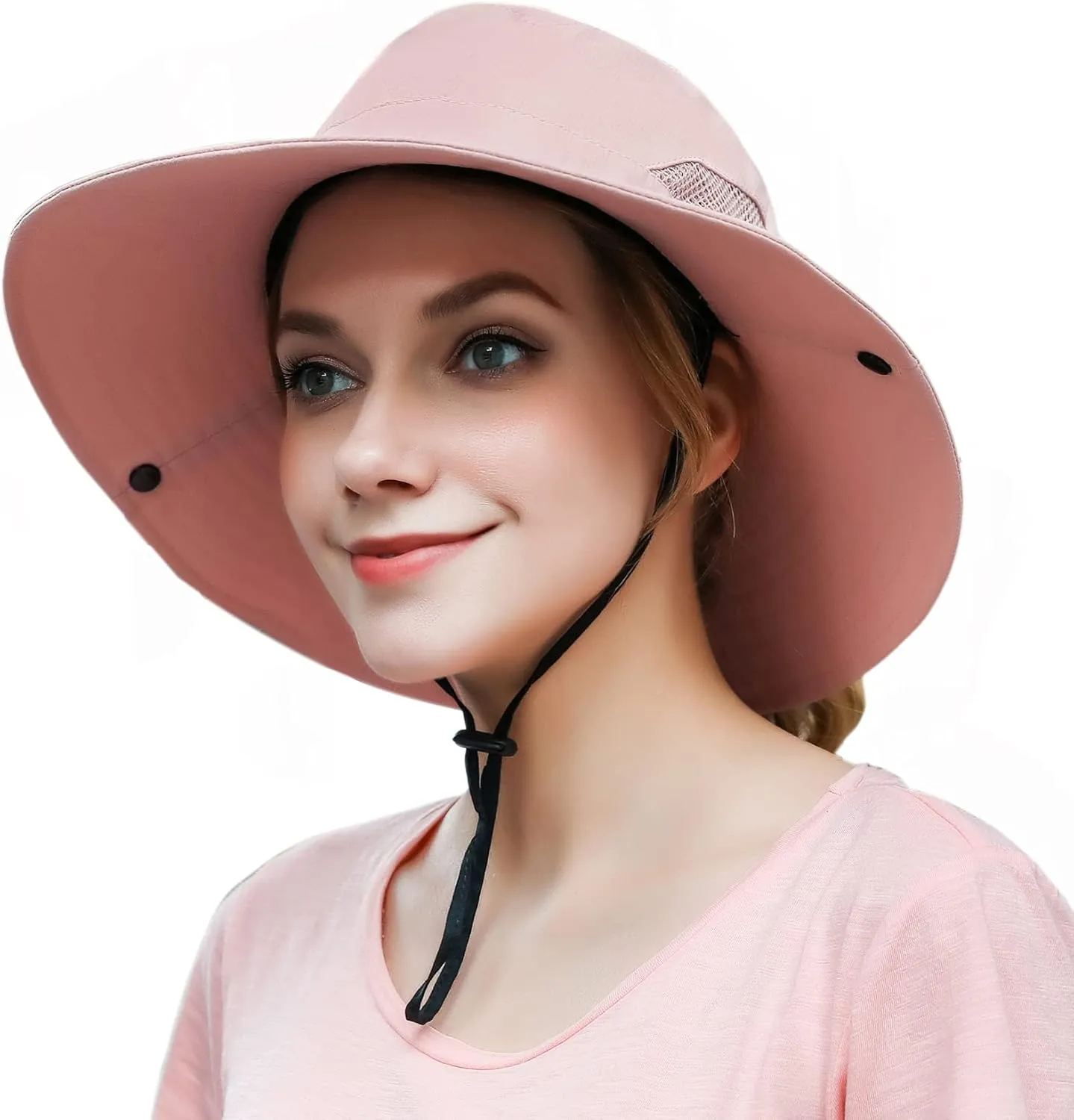 Muryobao 2 Pack Women Ponytail Summer Sun Hat UV Protection Wide Brim Foldable Safari Fishing Cap