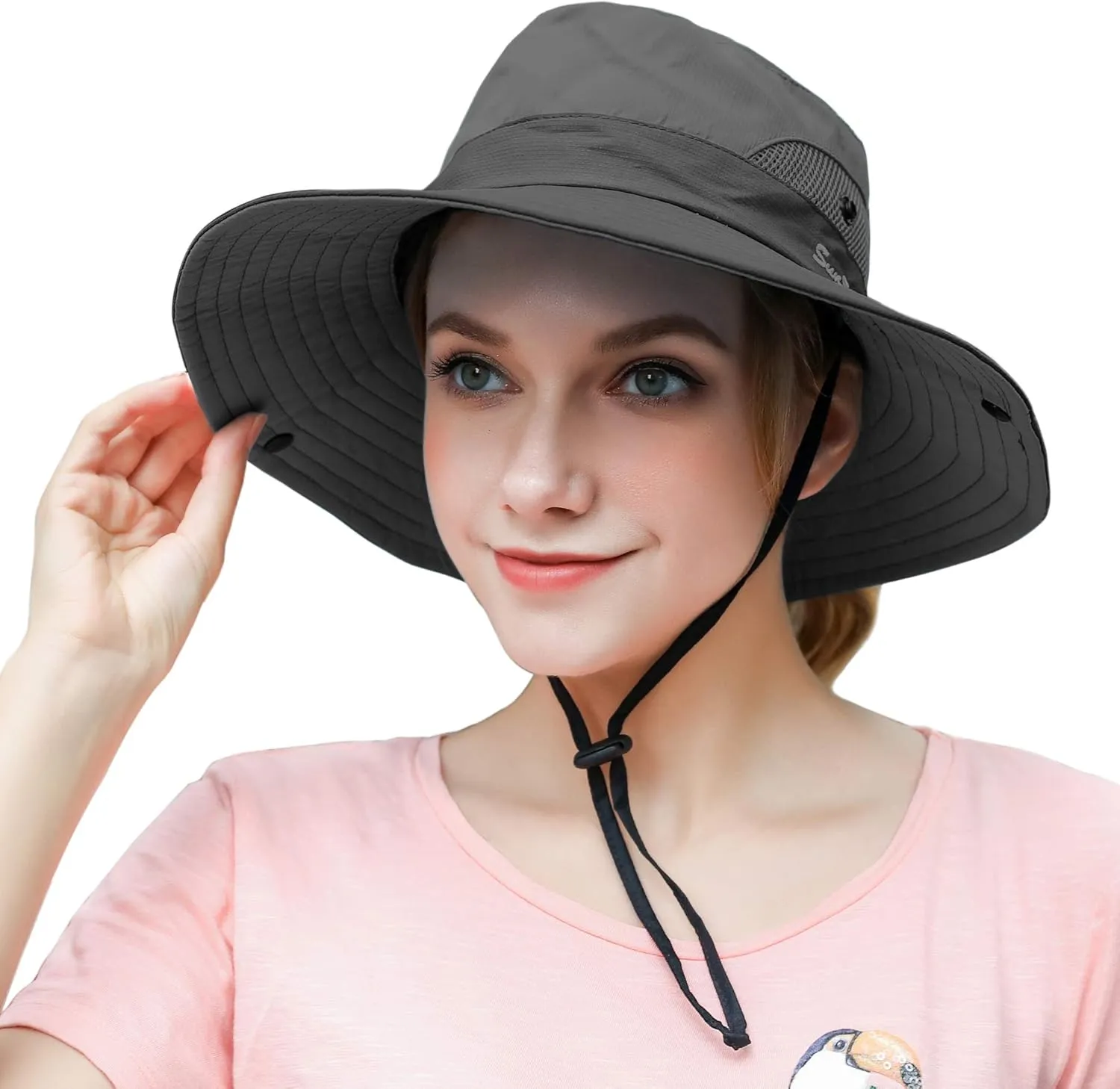 Muryobao 2 Pack Women Ponytail Summer Sun Hat UV Protection Wide Brim Foldable Safari Fishing Cap