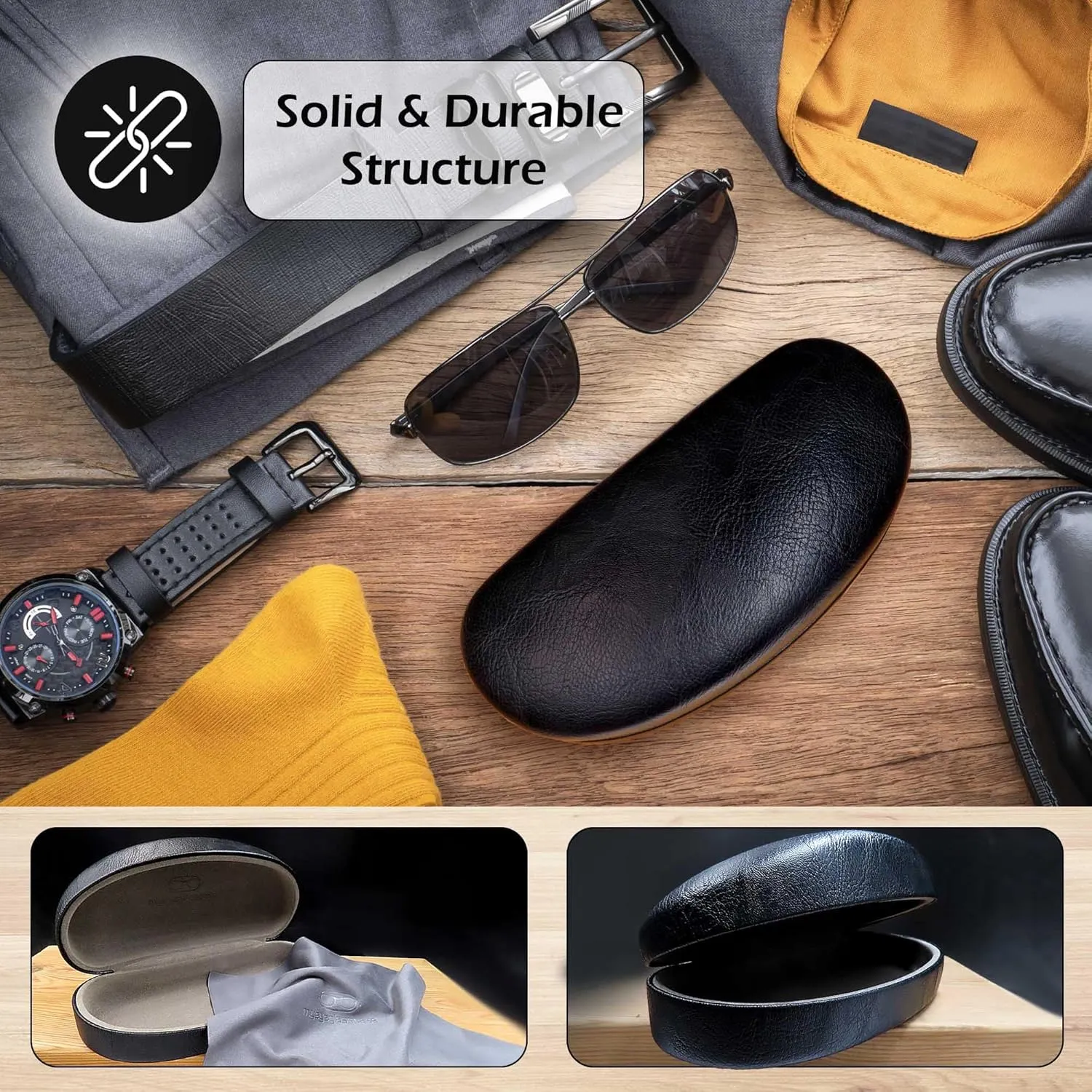 MyEyeglassCase Hard Sunglasses case - Women Glasses Case Holder - Large Durable Eyeglass Case Hard Shell with Pouch & Cloth
