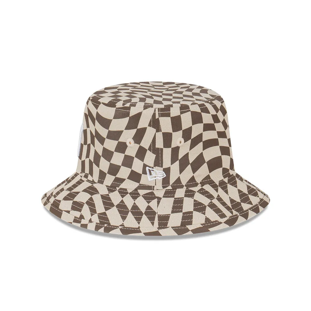 New Era Bucket MLB Wrap Check New York Yankees Stone Walnut