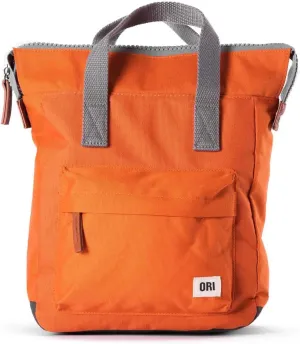 ORI LONDON Small Tote Bag Backpack - Nylon Tote Backpack for Women & Men - Wide Mouth, Chunky Zippers - The Bantry, Atomic Orange