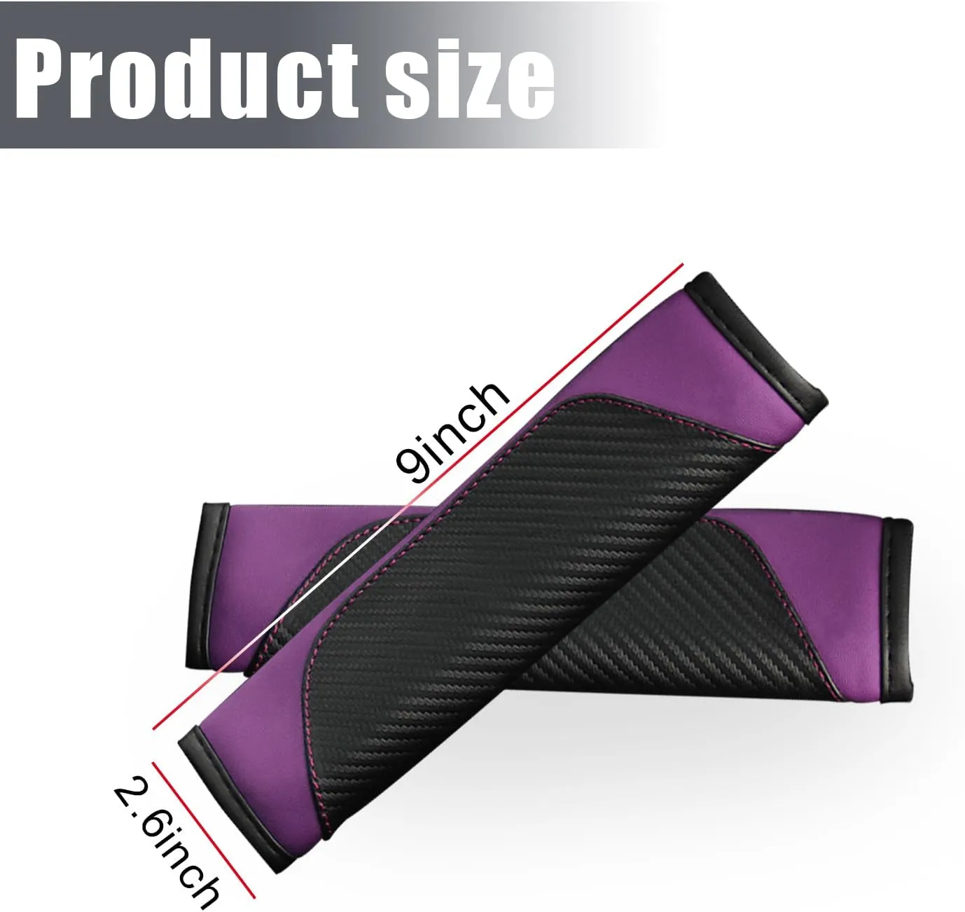 Seat Belt Covers 2PC,Seat Belt Pads Leather Seat Belt Covers,Carbon Fiber Safety Seatbelt Shoulder Strap Covers Compatible with Cars(Carbon Purple,2PC)