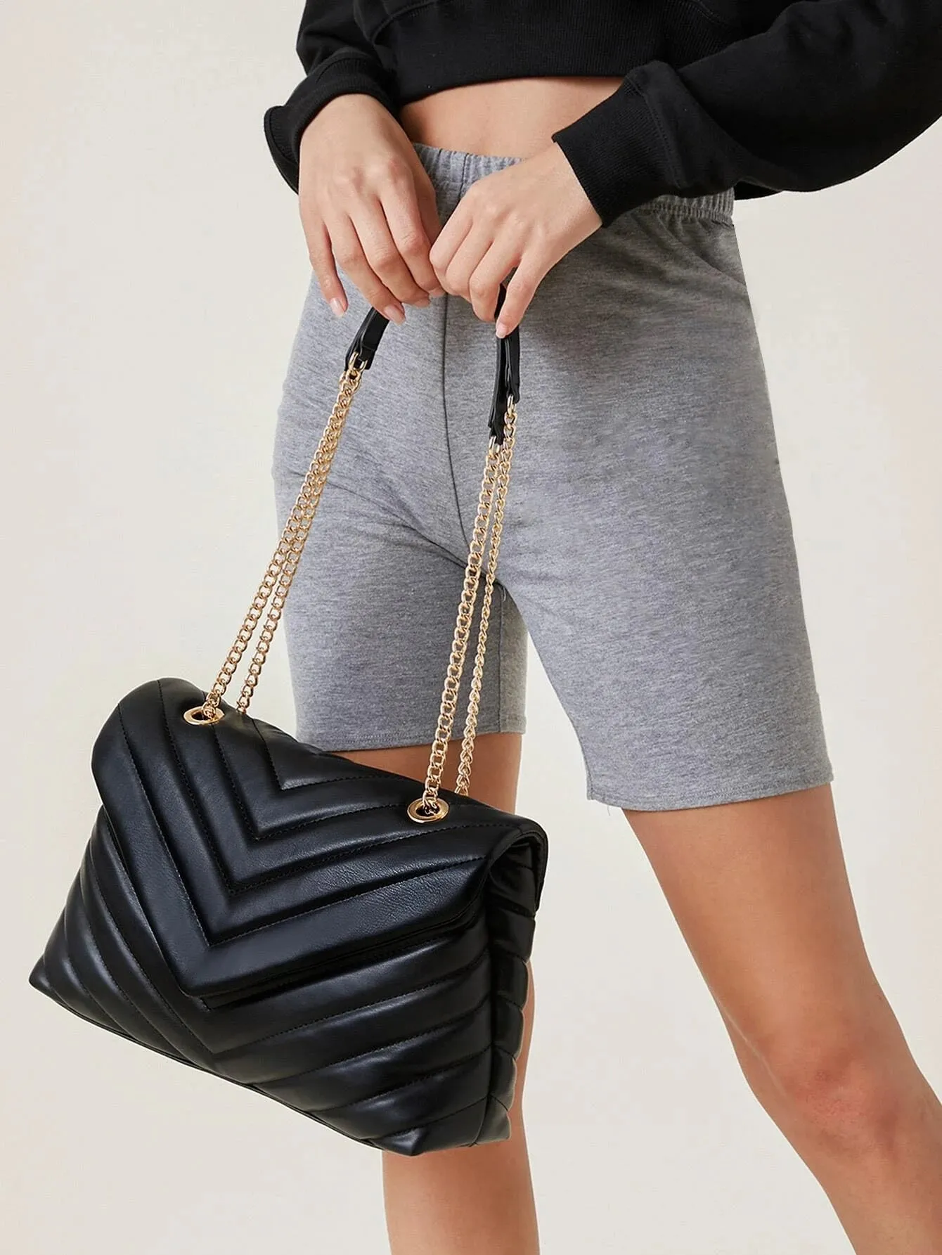 SHEIN BIZwear Chevron Graphic Flap Shoulder Bag