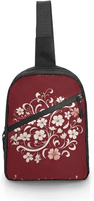 Sling Bag for Women Men Daypack Floral Swirl Ivy Pattern Chest Bag Crossbody Backpack for Hiking Travel