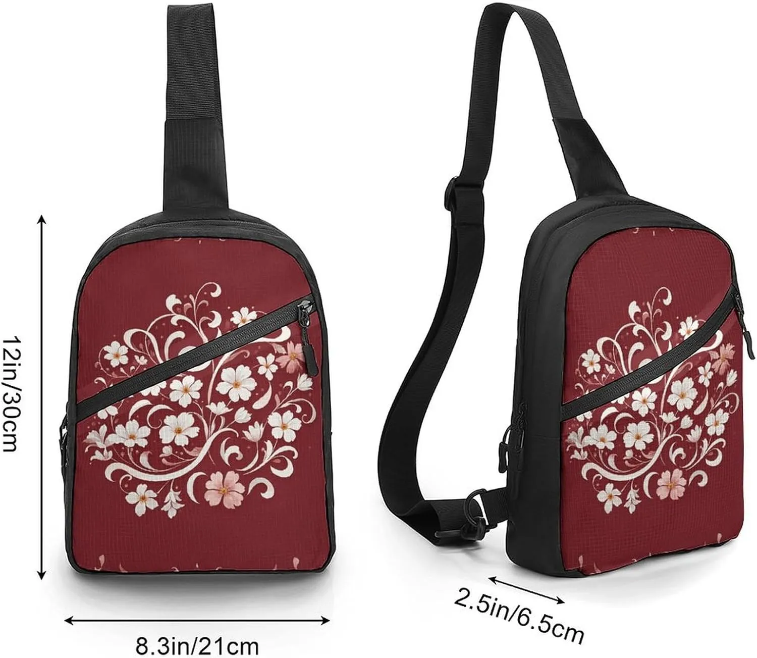Sling Bag for Women Men Daypack Floral Swirl Ivy Pattern Chest Bag Crossbody Backpack for Hiking Travel